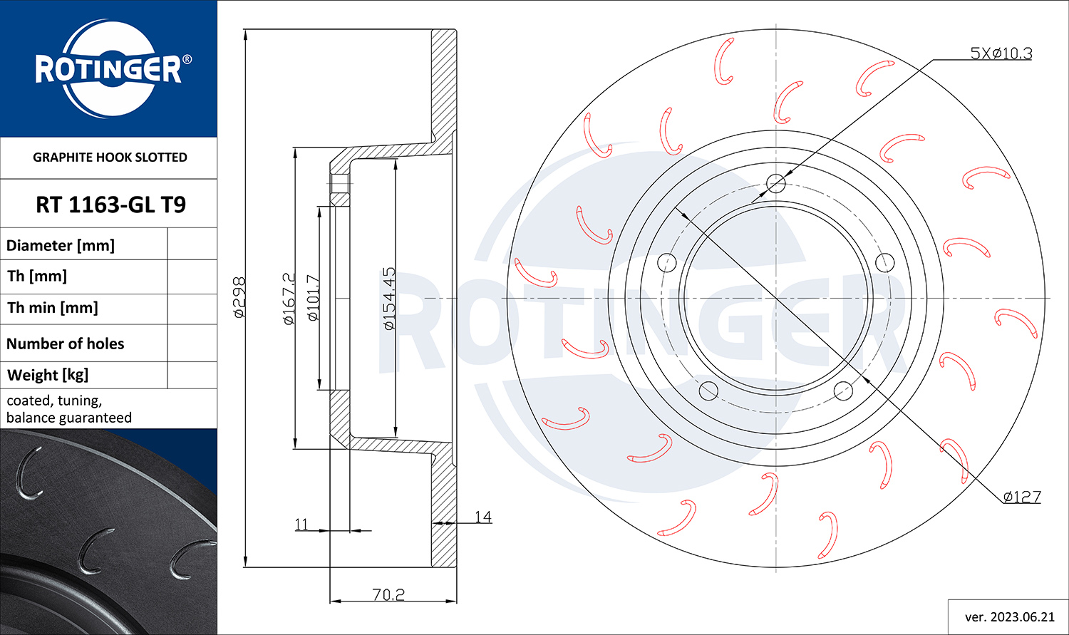 ROTINGER Féktárcsa, mind RT1163-GLT9_ROT